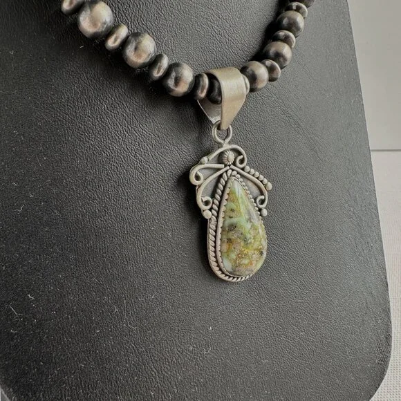 Native American Style Sterling Silver and Palomino Turquoise Pendant - Picture 6 of 11